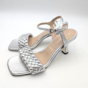 Ron White Aneesha Braided Ankle Strap Sandal Women's Silver Size US9.5 EU40
